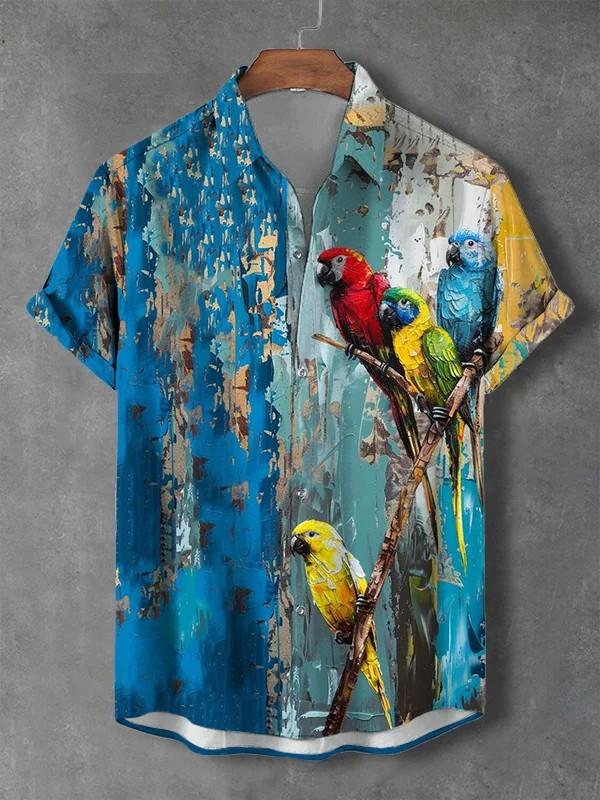 Fashion Men's Graphics Shirts Short Sleeved Button Down Lapel Shirts For Summer Oversized Tops Vacation Casual Hawaiian Shirts