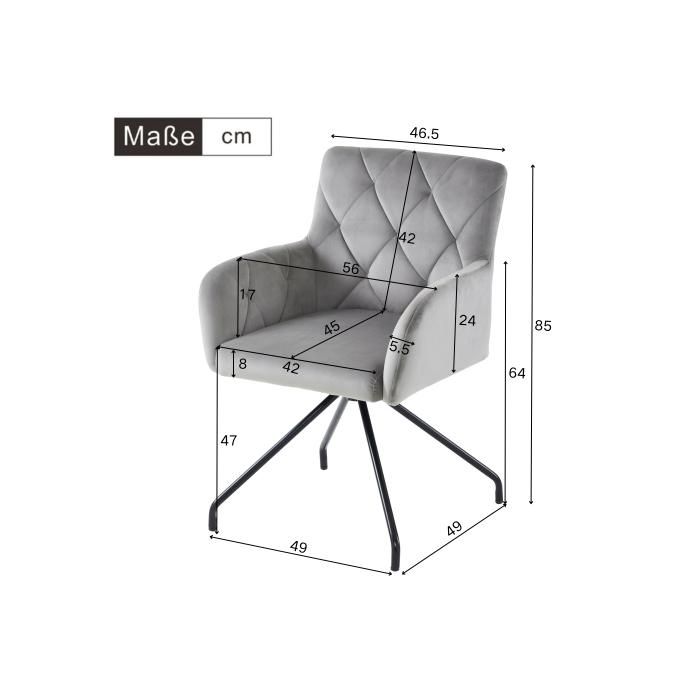 Chaises de salle à manger - MUVOE - Ensemble de 4 - Rembourrées - Métal - Velours gris clair