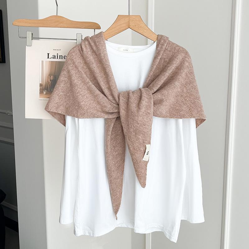 Women's Luxury Knit Shawl: Light, Versatile Solid Color Triangle Scarf & Cardigan for Spring/Autumn