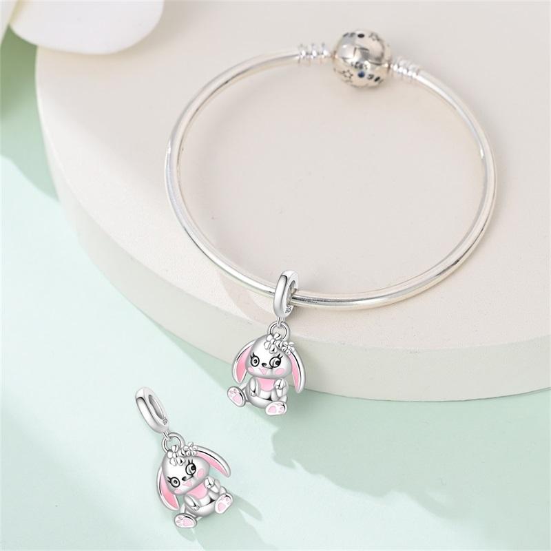 Genuine Beautiful Charm Copper Garden Rabbit Pendants Bead Fits Bracelets Women Jewellery Crafting DoItYourself Gifts