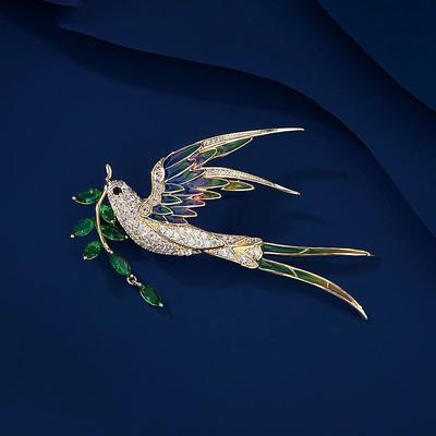 Emaille-Schwalbenbrosche im chinesischen Stil, weibliche Persönlichkeit, High-End-Mode-Anstecknadel, exquisite Corsage mit luxuriöser Atmosphäre
