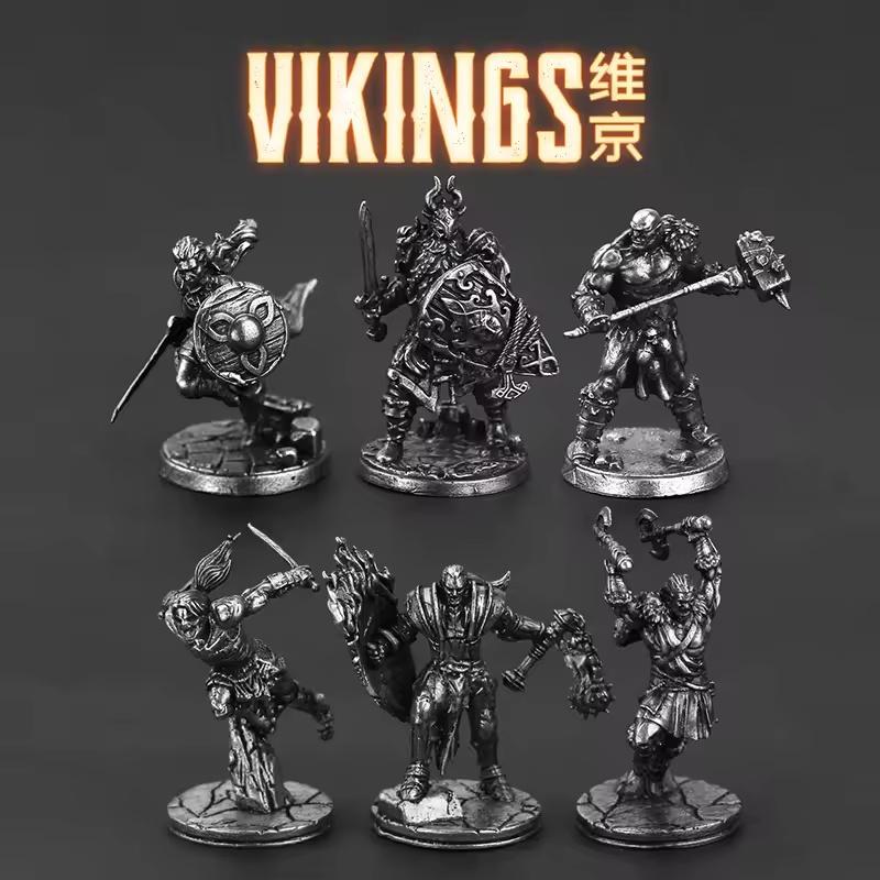 White Brass Viking Warrior Miniature Model Metal Ancient Soldier Figure Board Game Piece Desktop Decor Ornament Toy