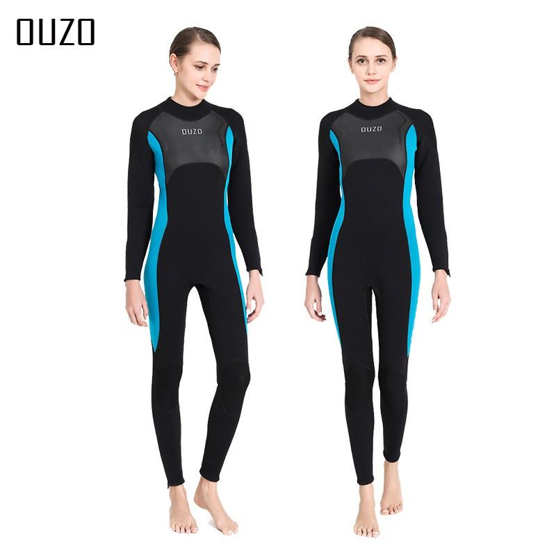 OUZO 3mm Diving Suit Men's Long-sleeved One-piece Thickened Warm Surfing Swimming Snorkeling