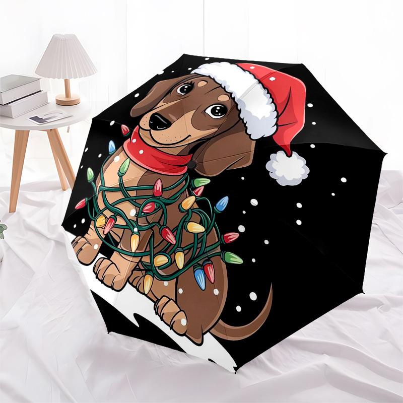 1pc Christmas Dachshund with Lights Umbrella with Plastic Handle,Suitable for All Seasons UmbrellaPT550