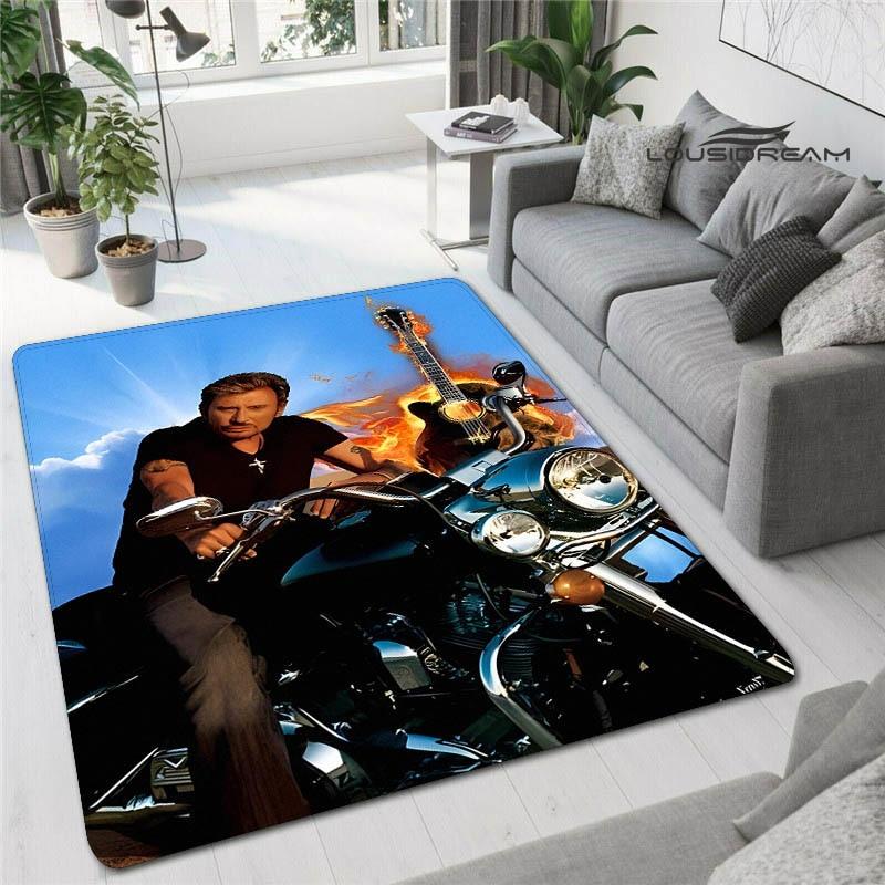 Französischer Rockstar Johnny Hallyday bedruckter Teppich, Spielzimmer, Wohnzimmer, Schlafzimmer, rutschfester Teppich, Fotografie-Requisiten, Geburtstagsgeschenk
