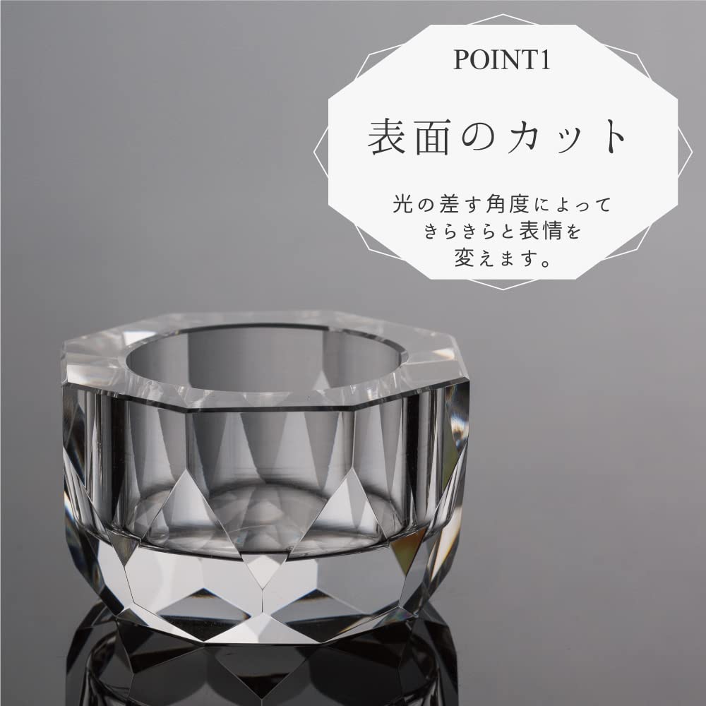 Capella Buddhist Altar Set, 3-Piece Set, 2.5-inch Clear Crystal, Modern Buddhist Altar Accessories, Incense Burner, Flower Vase, Candle Holder