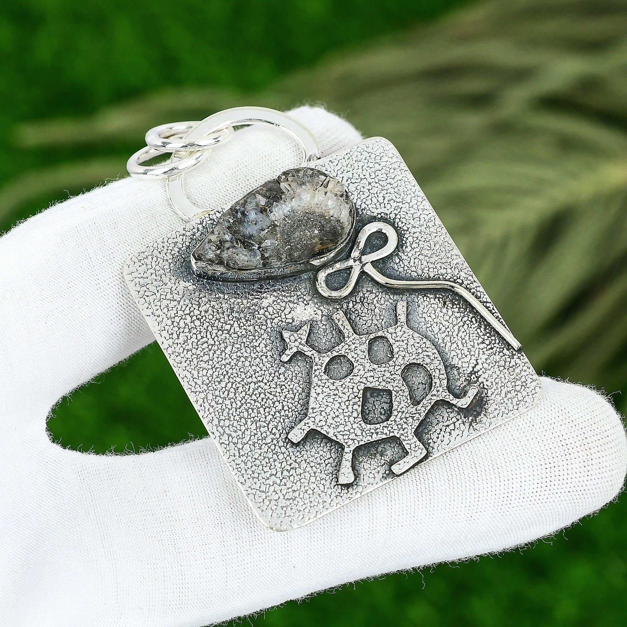 

Sisters Day Deal Astrophyllite Stone Sterling Silver Birthday Pendant Jewelry