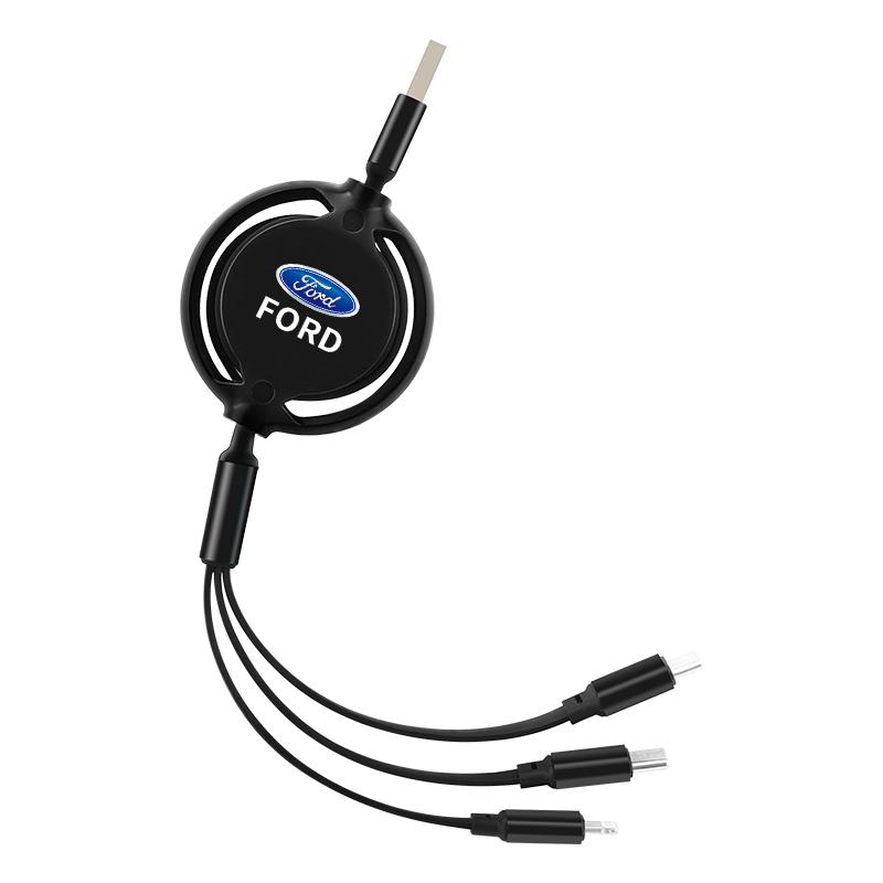 

New 2026 Car Sticker Hot Sell 3 In 1 Micro USB Type C Charger Cable Multi Usb Port Multiple Usb Charging Cord For Ford focus Fie