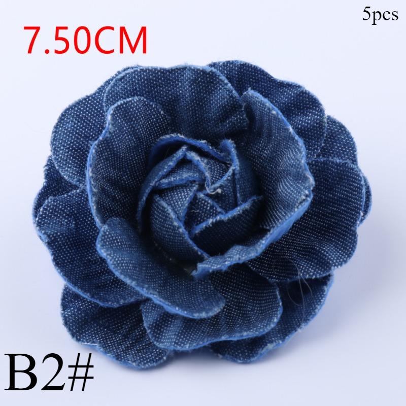 5Pcs Tecido Denim Flores Artificiais Roupas Chapéus Vestido Decoração Artesanal Cocar Decoração Artesanal DIY Acessórios Para Cabelo Suprimentos