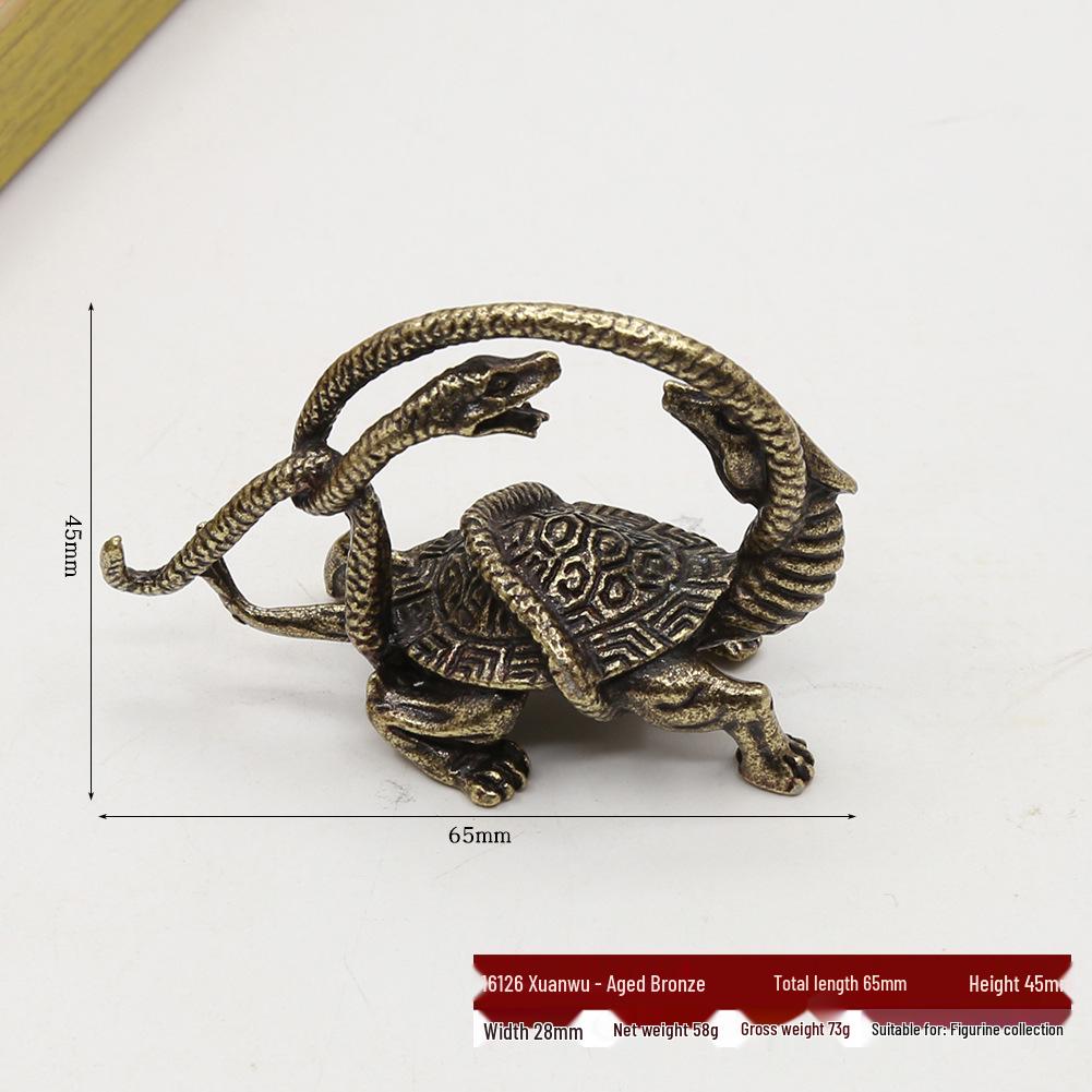 Antike Bronze Vier Göttliche Bestien Ornamente: Blauer Drache, Weißer Tiger, Roter Phönix und Schwarze Schildkröte - Feng Shui Dekoration für Wohlstand