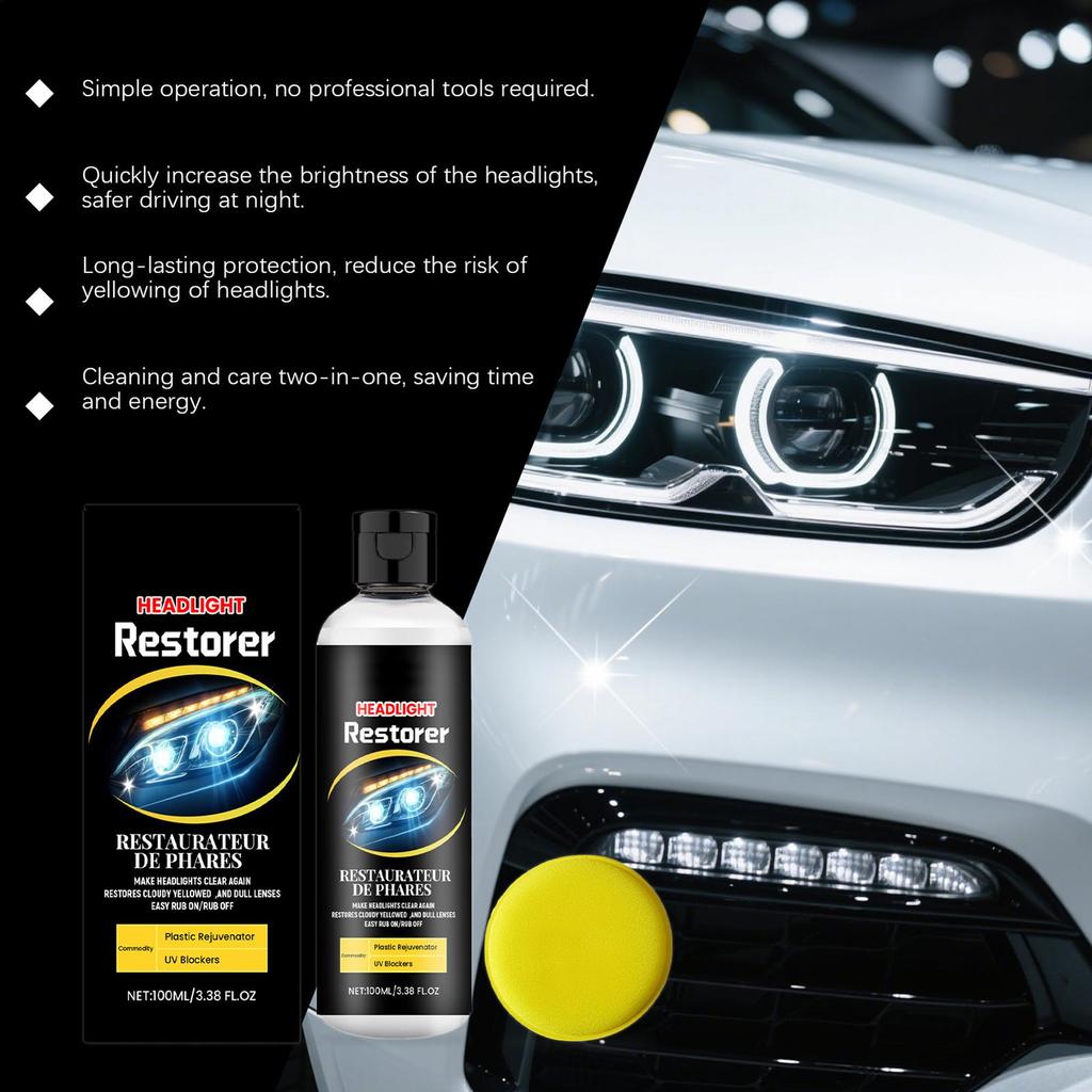 100ml Headlight Coating Cleaning Agents Polishing Car Headlight Cleaner Restore Agent Long-Lasting Protection Headlamp Care Set