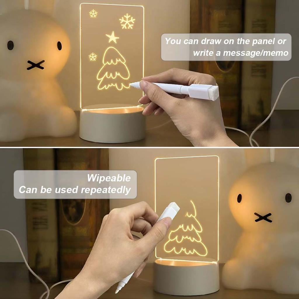 Atmosphere Gift 3D Message Board Night Light Creative Bedroom Bedhead DIY Transparent USB Handwritten Tablet Desk Lamp