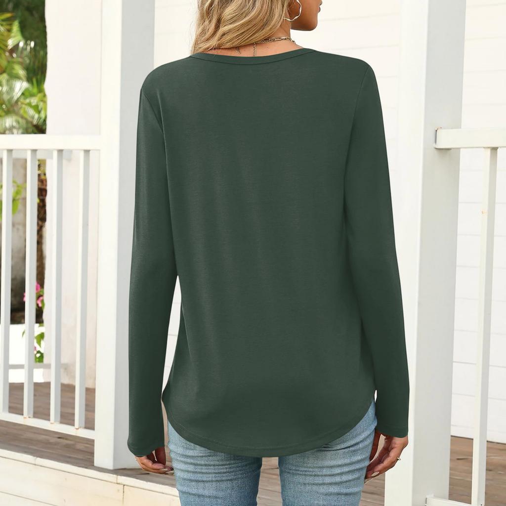 Women's Casual And Fashionable T,shirt, Color, Round Neck, Long Sleeves.