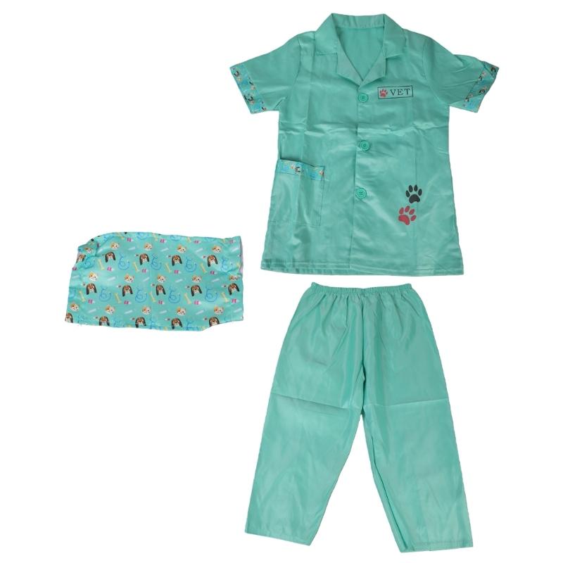 Детский костюм ветеринара, Костюм для переодевания на День карьеры, Набор для переодевания доктора-ветеринара, Костюм для ролевой игры ветеринара зелёный