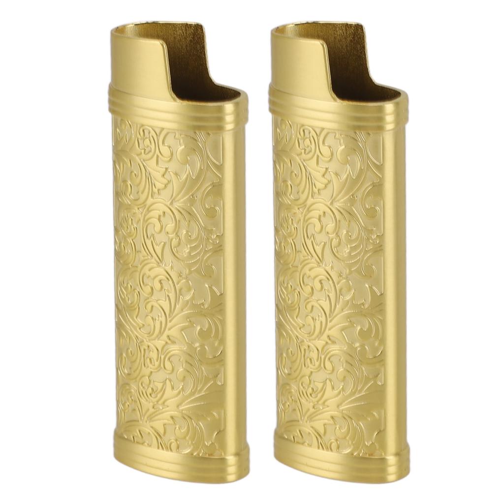 2PCS Lighter Case Cover Vintage Style Floral Stamped Zinc Alloy Shell for Lighter Protection