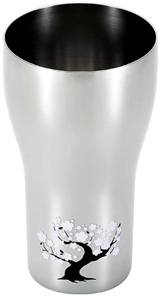 Yokoyama Made in Japan 440ml Temperatursensitive Edelstahl-Trinkflasche, Kirschblüten-Design, 2-teiliges Set, „Tsubamejuku no Waza“ (EJK-700)