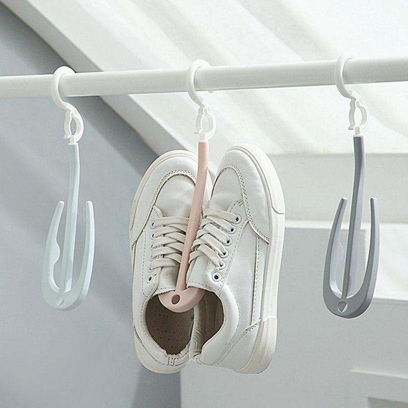 Slatable Double Hanger Drying Facial Household Rotary Drying Strapping Outdoor Anti-windwear Shoes Rack