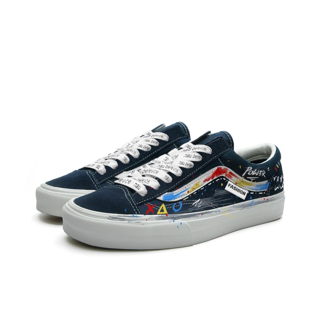 Vans Style 36 Fabric Abrasion Resistant Abrasion Resistant Low top Skateboard Shoes Unisex Blue VN0A3DZ3RFL(Team613-)