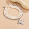 Tooxika Breezy Cross Alloy Pendant Chain French Elegant Pearl Beaded Necklace
