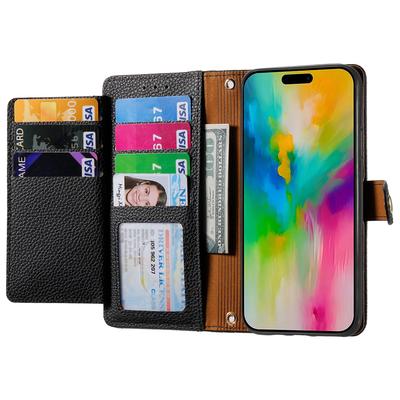 For iPhone 16 Case RFID Blocking Zipper Pocket Leather Wallet Phone Cover
