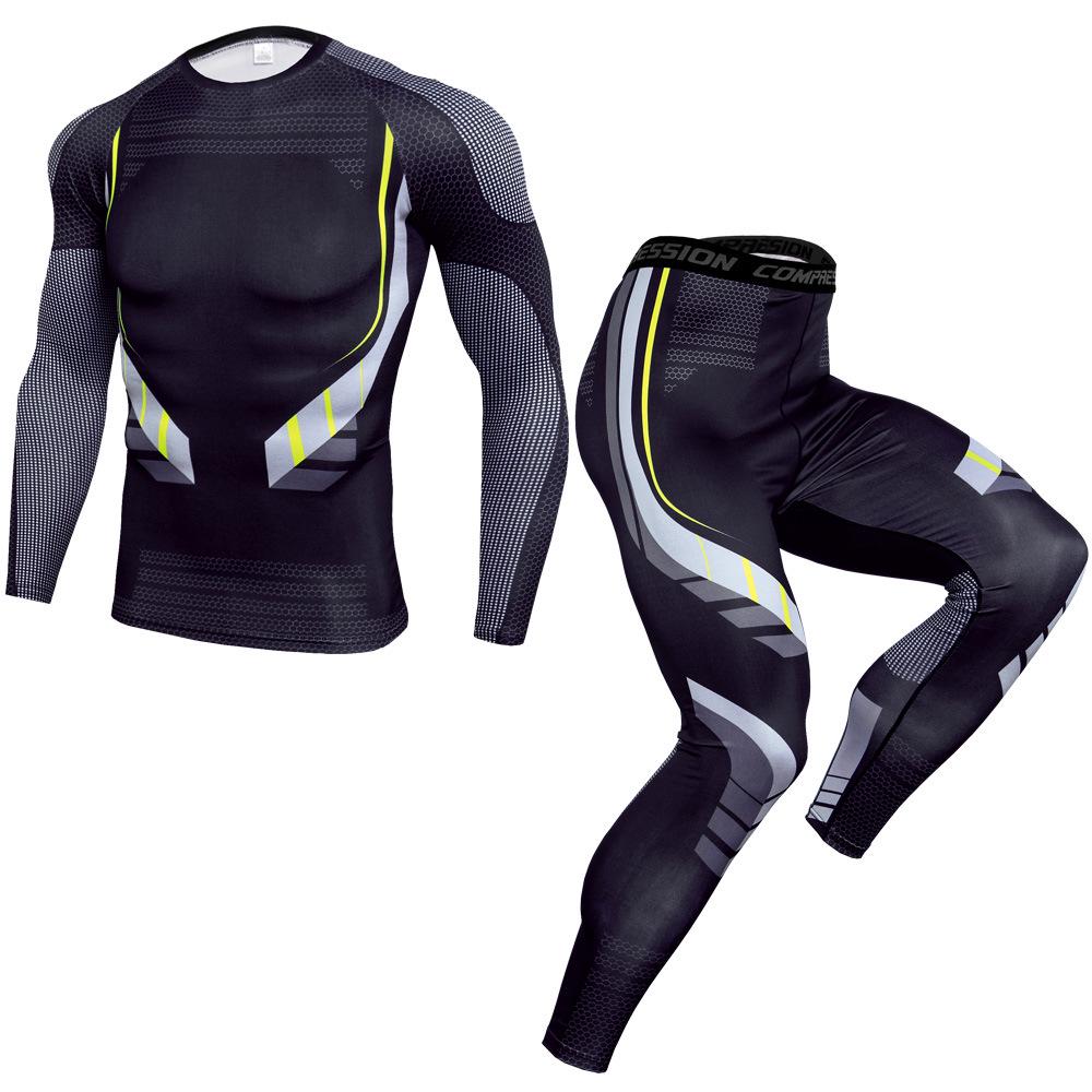 Costum Sport Bărbați Antrenament Sală Fitness Compresie Set Haine Sport Jogging Alergare Exerciții Rashguard Trening