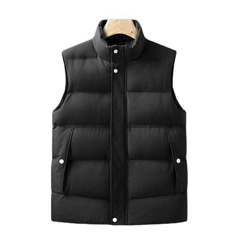 Herren Freizeitweste 2025 Herbst und Winter Neu Stehkragen Warm Fleece Baumwolle Einfarbig Große Größe Locker Baumwollweste