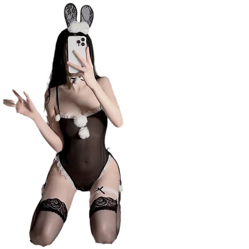 New sexy underwear female cute free open bunny sexy uniform temptation perspective one-piece suit