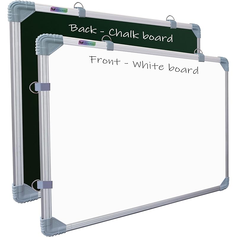 Eduway 2X2 Feet Kunj Non-Magnetic Double-Sided White Board And Chalk Board | Ideal Use For Home, Office, Kids With Slidi