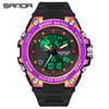 Sanda Teen's Waterproof Dual Display Sports Watch with Luminous Alarm