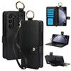 Samsung FOld7 Mobile Phone Leather Case Wristband Protective Cover Z FOld6 Carbon Fiber Business Mobile Phone Case Pen Slot