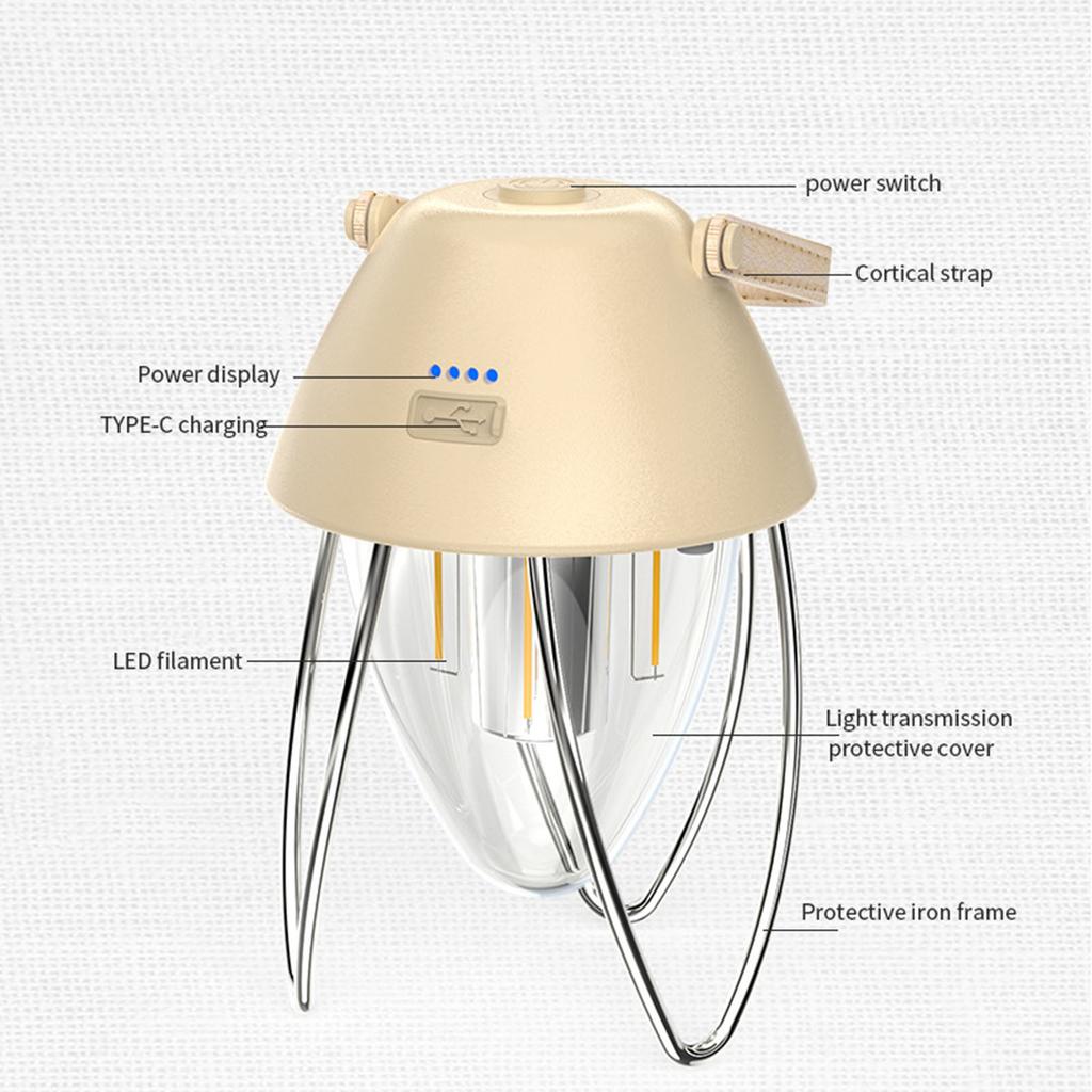 Buiten Warm Licht Sfeerverlichting Tentlamp LED Campinglamp Traploos Dimbaar Elektriciteitsweergave