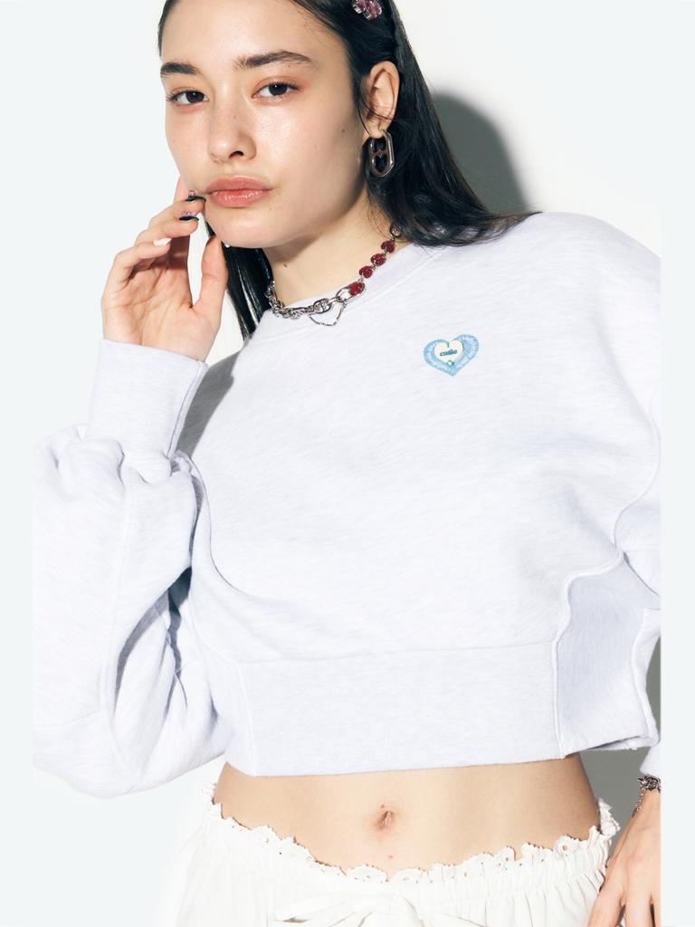 ASIF CALIE Crop Sweatshirt Whitemelange