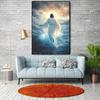 Jesus Walking On Water Canvas Wall Art Modern Vintage Minimalist Design, Print, Serene Religious Art for Living Room, Artwork Scripture Wall Decor