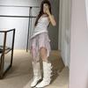 2025 autumn and winter new pointed thick heel medium heel women's boots belt buckle side zipper knight boots long boots fashion boots women's boots