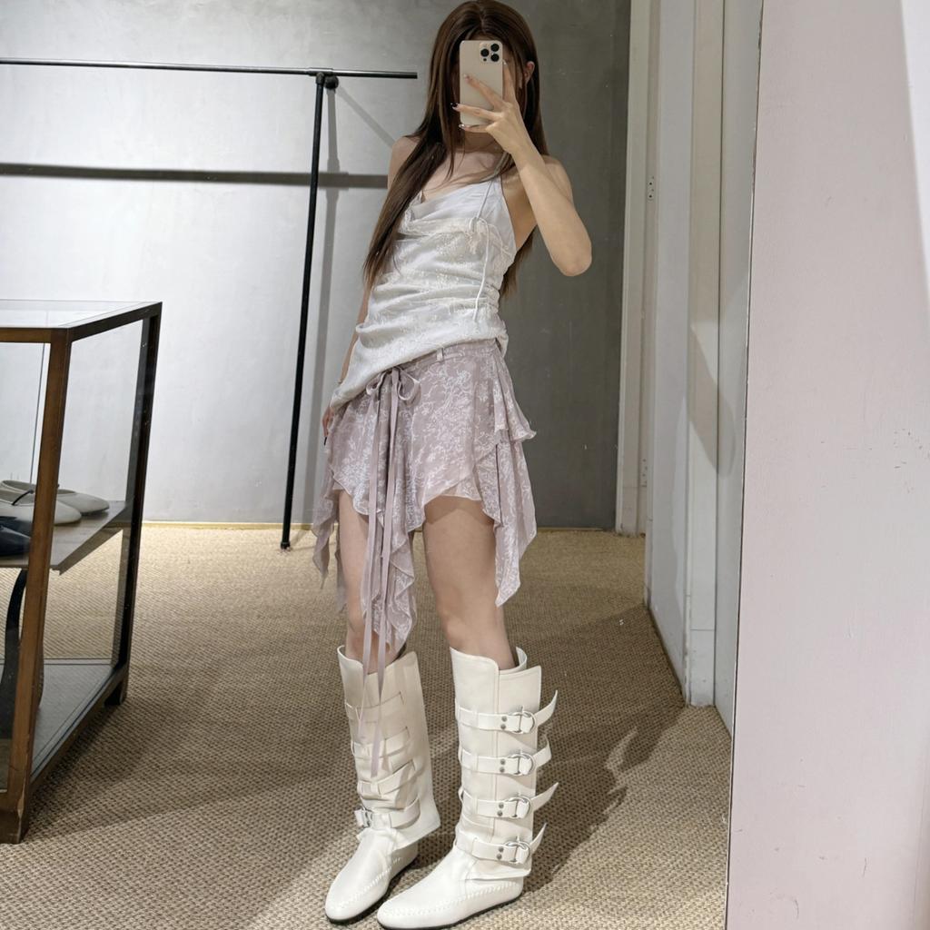 2025 autumn and winter new pointed thick heel medium heel women's boots belt buckle side zipper knight boots long boots fashion boots women's boots