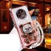 Glitter Bear Bracket Holder Bracelet Case For Huawei Pura 70 Pura70 Ultra P60 P50 P40 P30 Lite P30 Pro Lanyard Shockproof Cover