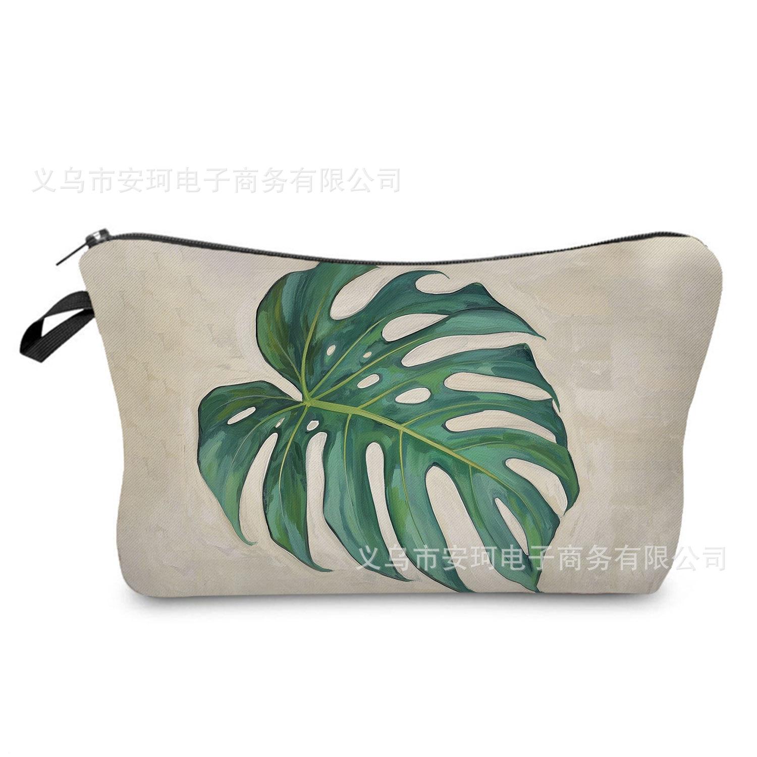 

Women Leaves Print Cosmetic Bag Toiletries Organize Travel Storage Case 6395