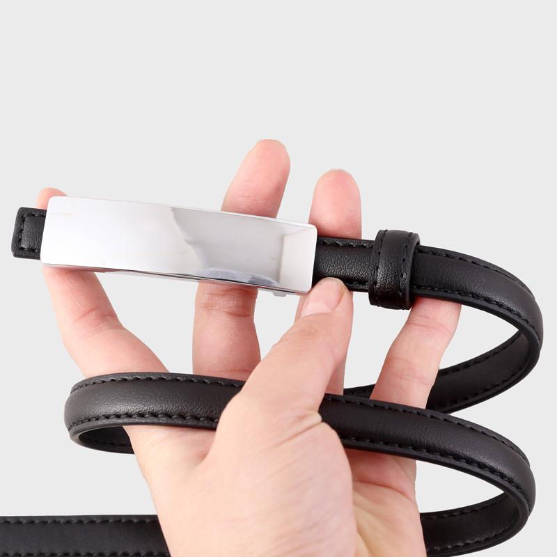 Leather Waist Belt For Women With Alloy Buckle And Punched Detailing For Office Style