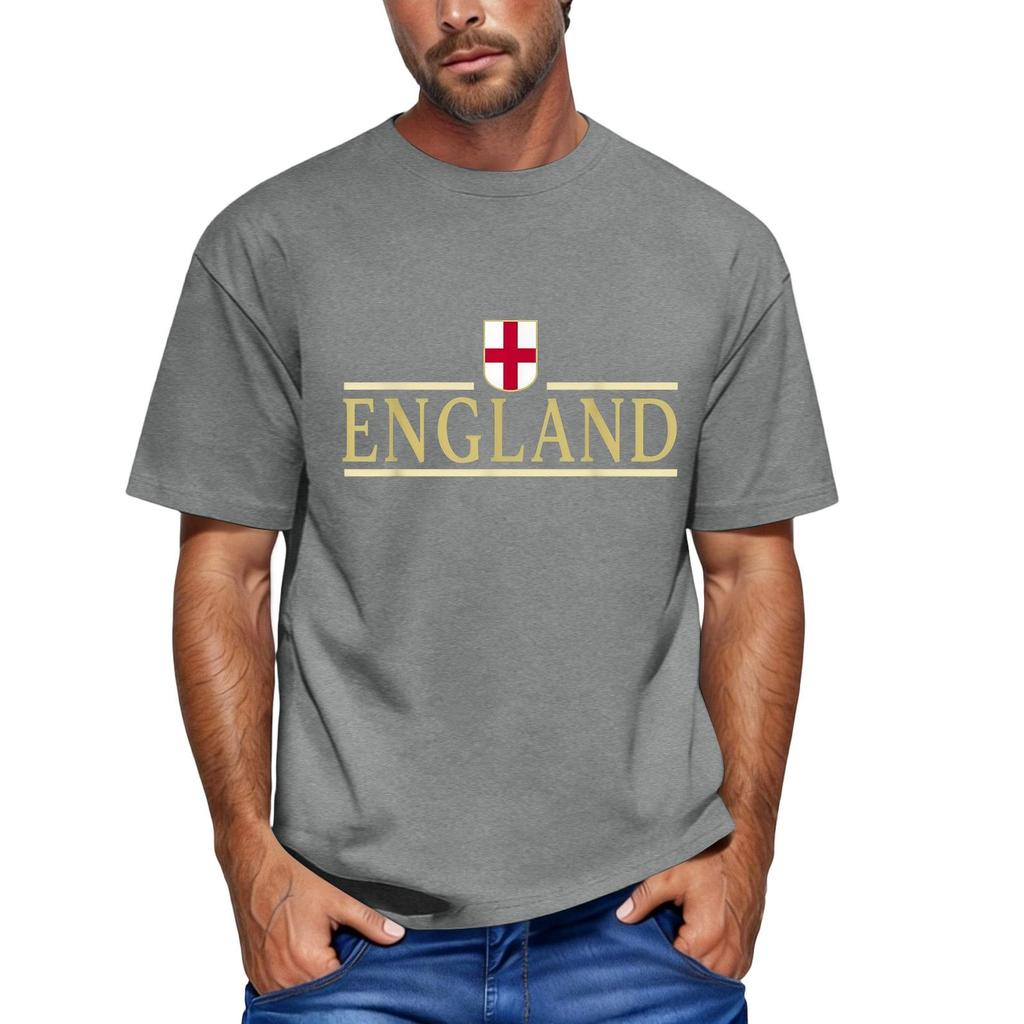 Men's Casual Short Sleeve Crew Neck T-Shirt England Football Inspired Graphic Print Comfortable Fit Lightweight Fabric