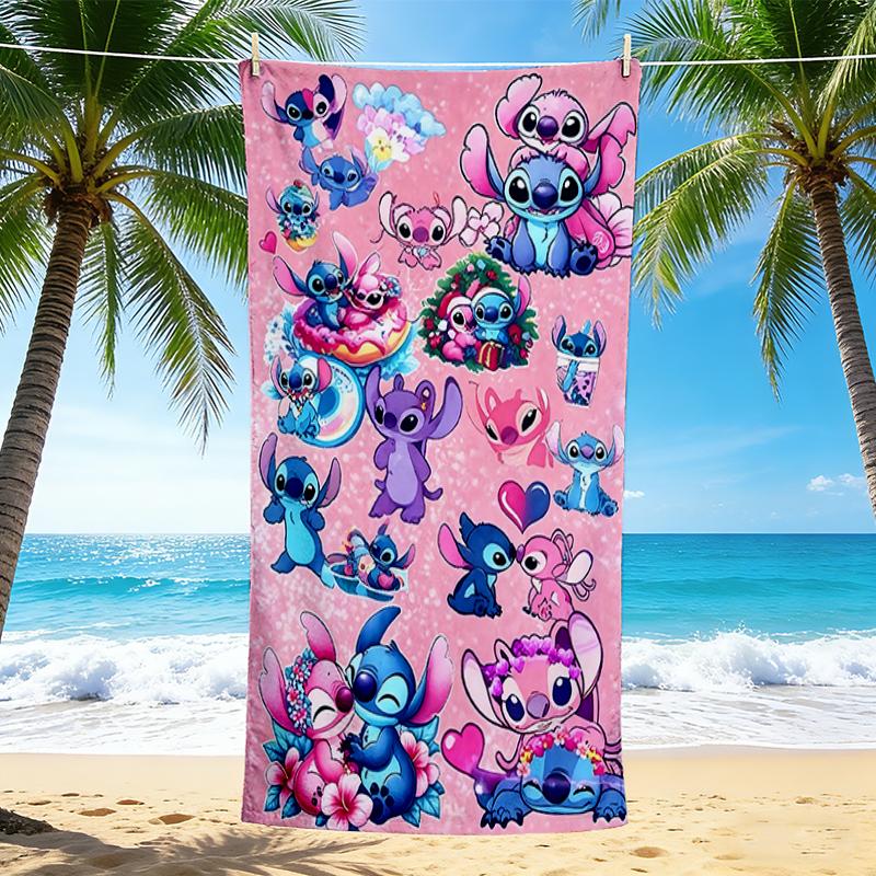 1Pc Stitch Friends Fantasy Beach Towel, Quick Dry, Multi-Use for Beach Pool Gym Yoga Home Travel, Christmas, Halloween, Xmas Gift M928872