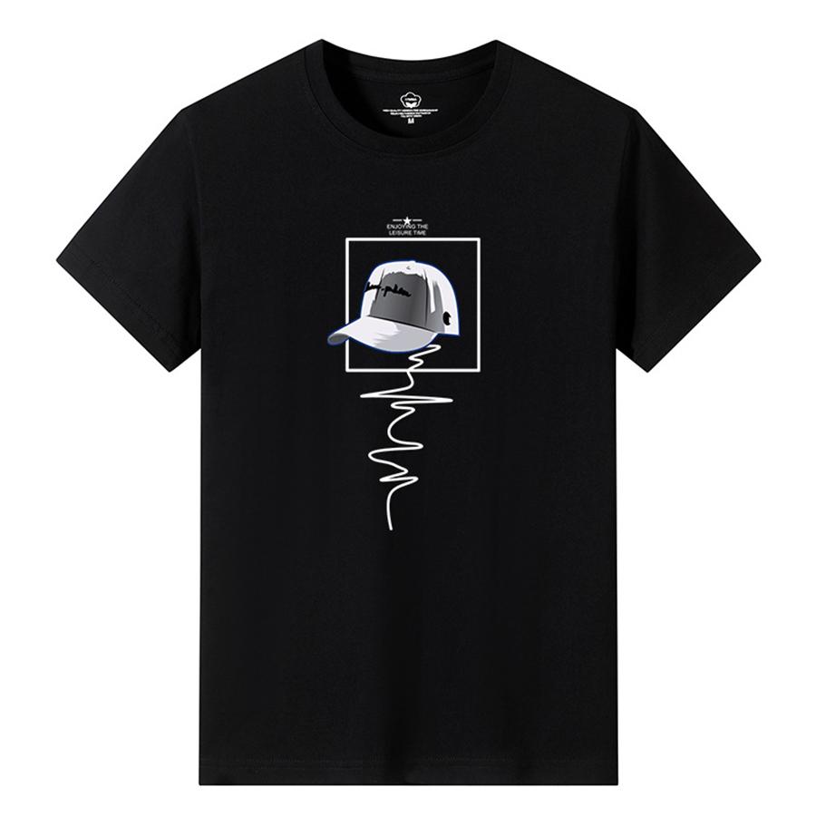 Loose Fit Summer Casual Cotton TShirt Short Sleeve Crew Neck Geometric Print Mens Top Breathable Comfortable Unisex Shirt