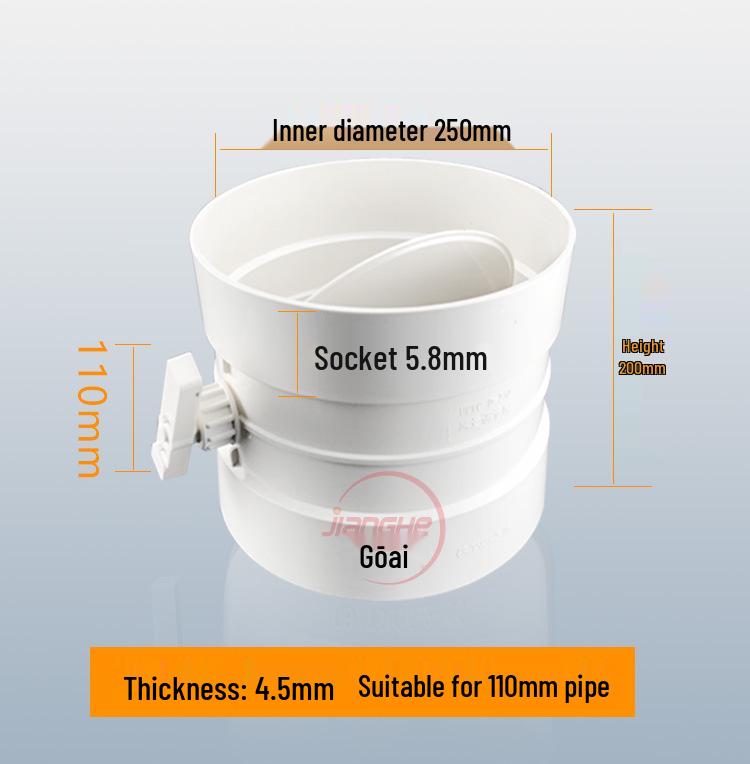 PVC Manuelle Klappenventile für Lüftungskanäle (Größen: 75, 110, 160, 200)