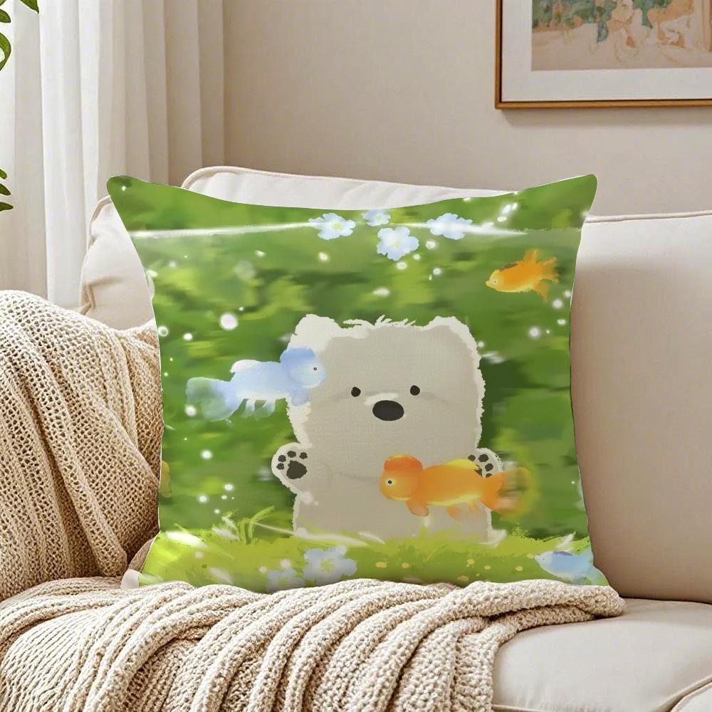Healing Iittle Fresh Cartoon Animal Cushion Cover Pillowcase Antidustmite Living Room Sofa Decor Cushion Room