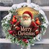 Cardinal Wooden Sign with Santa Claus Pattern - Merry Christmas Round Sign for Front Door Wall Hanging Decor - Ideal Christmas Decoration