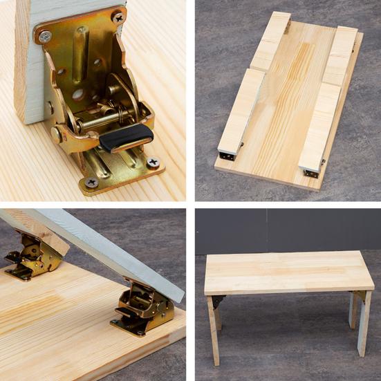 4Pcs Self Locking Hinge Strong Bearing Capacity Iron Folding Hinge Table Leg Brackets Folding Tools