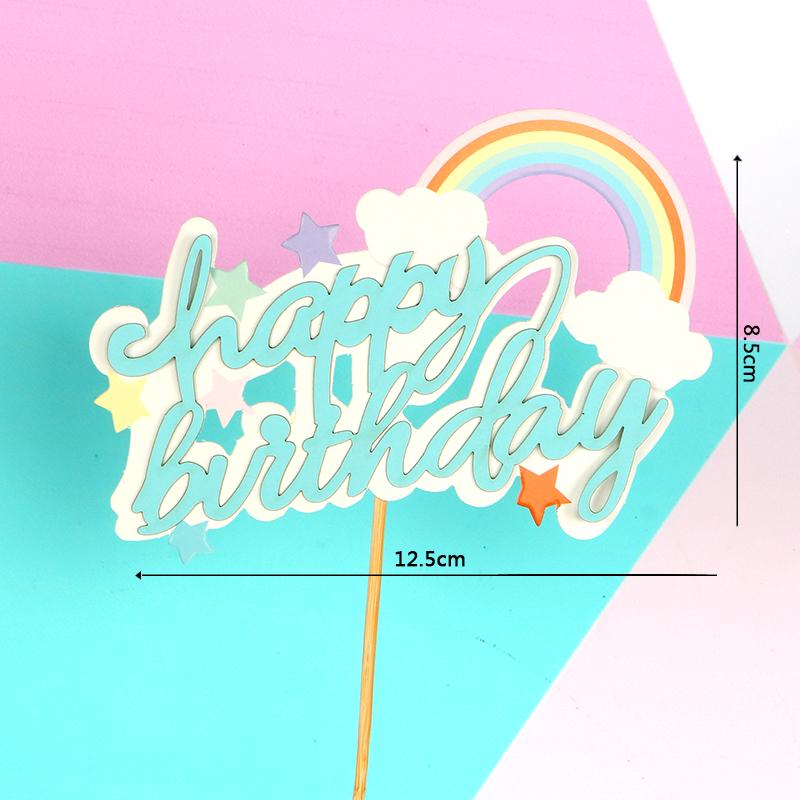 Rainbow Birthday Cake Toppers - Colorful Party Decorations & Dessert Table Accessories