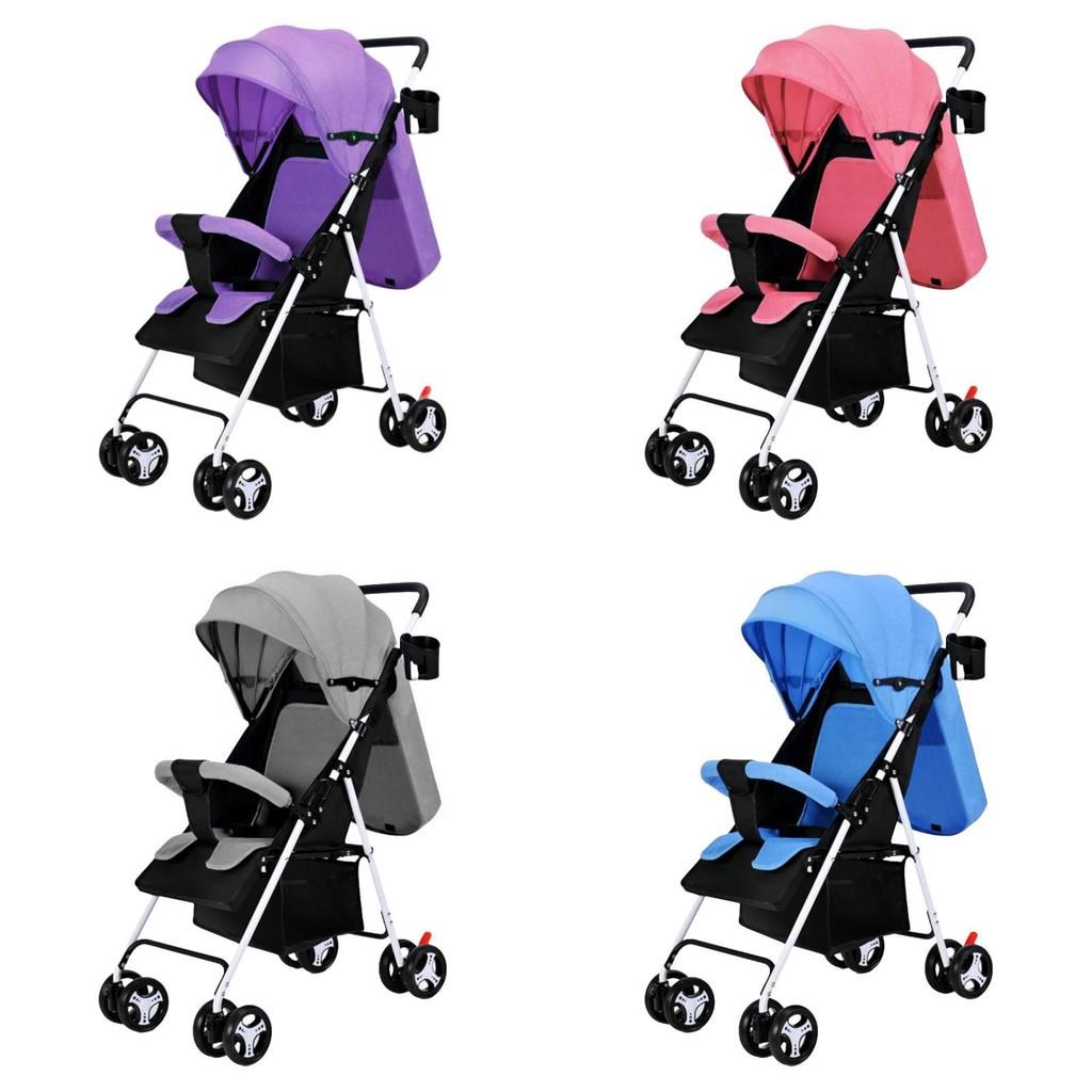 Baby Bærbar Barnevogn Sitte Eller Ligge Sammenleggbar Trille Justerbar Ryggstøtte