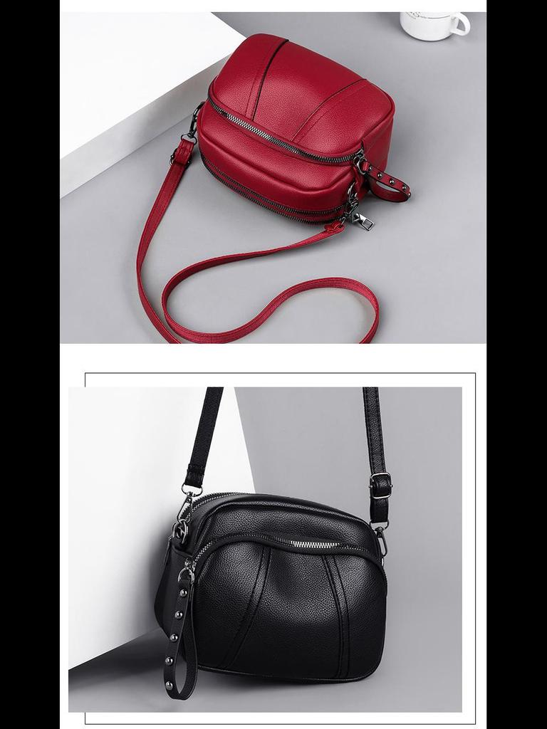 Damen Niet Reißverschluss Kleine Quadratische Taschen, Modische Handy-Taschen, Weiche Leder Umhängetaschen & Messenger Bags