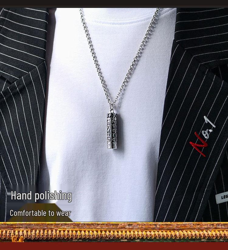 Collier Mantra Shurangama à Six Caractères Ethnique - Pendentif Ouvrable, Cadeau Amulette pour Couple