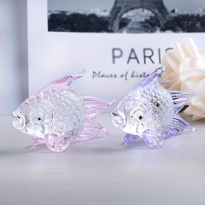 1 ST Kristallglas Guldfisk Ornament Skrivbordsdekoration Kreativ Hemdekoration Bärnstenssnideri Gåva